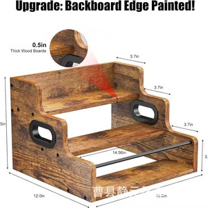 Wooden Multi Tiered Wine <b>Rack</b> 4 Layers Oak Display <b>Rack</b> For <b>Kitchen</b> Countertop Storage - Product Image 4
