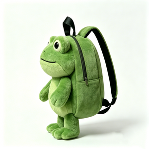 Soft Green Plush <b>Frog</b> School <b>Bag</b> Chubby <b>Frog</b>-Shaped Plush Backpack for Baby Unisex Halloween Design - Product Image 3