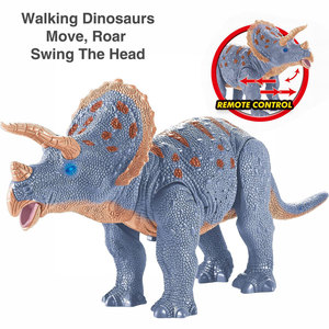 Jouets Triceratops RC, dinosaure électrique qui rugit et marche pour enfants avec télécommande et squelette de dinosaure - Product Image 5