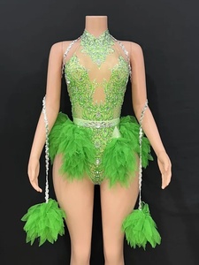 Combinaison moulante pour <span class=keywords><strong>femme</strong></span> adulte, pour équipe de <span class=keywords><strong>danse</strong></span>, chanteurs, costumes de spectacle exotiques, rouge/rose/jaune pour groupe de ballet - Product Image 2