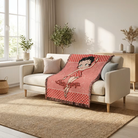 Betty Boop Cartoon Bedruckte Europäische Kaninchenfell-Plüschdecke mit Fransen, Pop-Art-Charakter für Sofa, Bett, Kinderzimmer und Heimdekoration