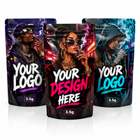 Sachet Mylar Personnalisé 3,5g Anti-Odeur ZA Pack Urban Night Smoker Character Brillant Emballage Imprimé Personnalisé