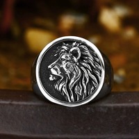 Tête de Lion anneau hommes acier inoxydable titane acier audacieux gothique Vintage Punk mode bijoux cadeau