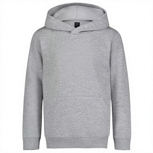 Sudadera con Capucha Gris para Hombre, Corte Regular, Color Sólido Informal, Bolsillo Frontal, 100% Algodón, Tejido French Terry, Ropa de Otoño - Product Image 1