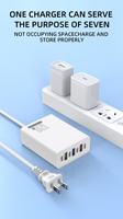 Support de charge super rapide 120W avec 7 ports (4 Type C + 3 USB) - Hub de charge USB-C 120W - Prise de charge pour téléphone portable - Câble d'extension