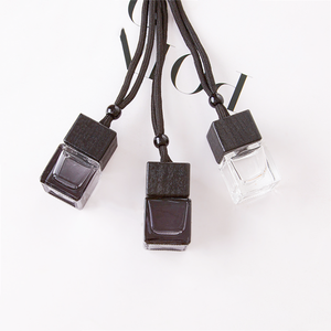 8ml Mini vacío gradiente negro cuadrado coche Perfume botella de vidrio con tapa colgante de madera para difusor de coche - Product Image 5