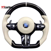 YTcarbon pour 5 6 X5 X6 E70 E71 E72 E60 E63 E64 F10 F12 F15 F85 F16 F86 Accessoires de voiture Volant en cuir noir brillant personnalisé