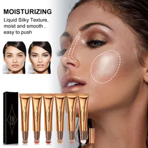 Jaysuing multifuncional estágio diário maquiagem caneta líquido sedoso úmido suave highlighter blush contorno loção vara