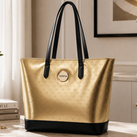 Sac fourre-tout argenté métallisé pour femmes avec motif monogramme, grande capacité, sac à bandoulière avec poignée de transport, finition miroir