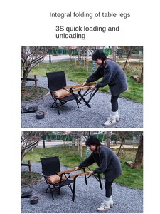 Modern Liftable Outdoor Folding Table for Picnic <b>BBQ</b> <b>Camping</b>-Portable Outdoor Furniture - Product Image 5