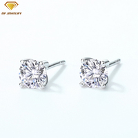Boucles d'oreilles en argent 925 sterling, bijou classique à 4 dents, réglage clair, CZ