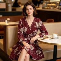 Nouvelle Arrivée 2026 – Robe Cache-Cœur Femme à Imprimé Floral, Col en V, Manches Bouffantes, Taille Haute Ceinturée – Vente en Gros, En Stock