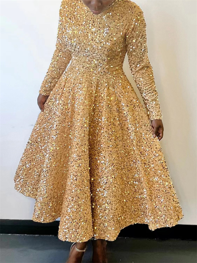 2024 Winter New Round Neck Long-sleeved Loose Elegant Dress S-XXXL Plus Size Solid Color Sequin Dress| Alibaba.com 2024 Winter New Round Neck Long-sleeved Loose Elegant Dress S-XXXL Plus Size Solid Color Sequin Dress| Alibaba.com