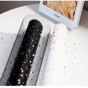 Mạ Vàng Sao Mặt Trăng DIY papel de Regalo Net polyester sợi lưới vải hoa lưới hoa gói giấy - Product Image 5