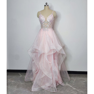 green emerald velvet dress Glitter Pink A-line Prom Dress,Pink Princess Dress Y6433 – Simplepromdress main image 1