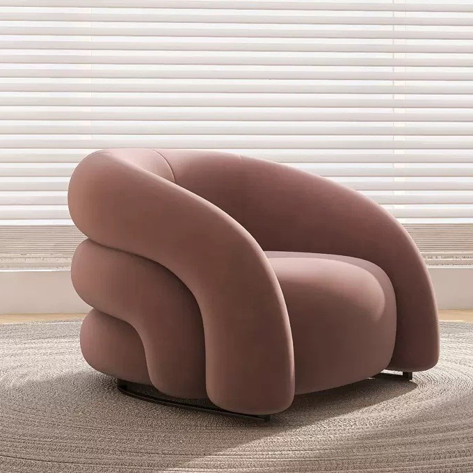 Silla individual rosa sucia [terciopelo]