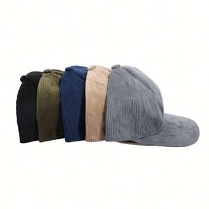 Wholesale Blank Custom Embroidery 6 Panel Corduroy Plain Vintage <b>Khaki</b> Snapback <b>Hats</b> Cap - Product Image 3