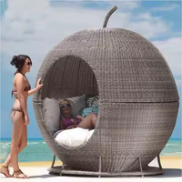 Artisanat Pas Cher Rotin Whicker Oeuf Salon Lit pour Jardin Extérieur Daybed Meubles Ensemble Patio Balcon Piscine Côté