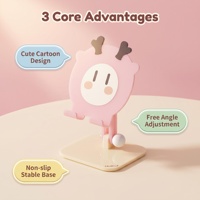 Support de téléphone en acrylique rose beige avec logo personnalisé, motif cerf de dessin animé, réglable multi-angles, pour tablette, idéal pour cadeaux promotionnels
