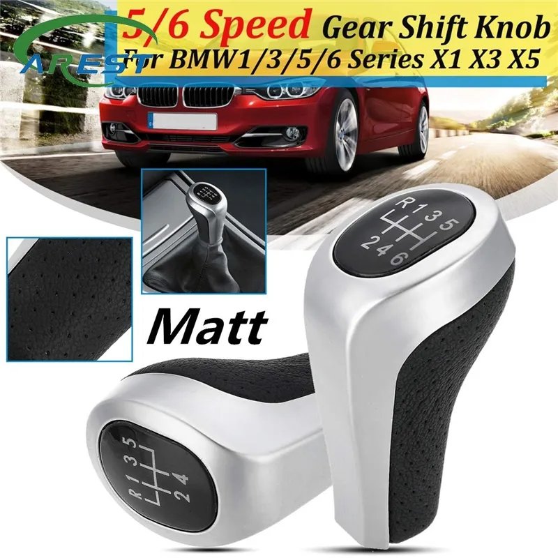 Xe 5 6 Tốc Độ Matt Sliver Bánh Phím Shift Knob Đối Với BMW E53 E60 E61 E81 E82 E83 E84 E87 E90 E91 E92 Xe Cấp Stick Shifter Da