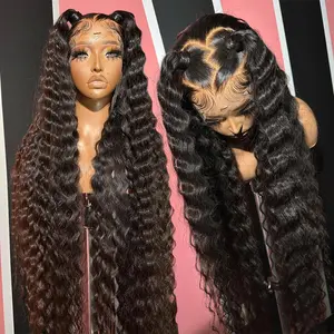 40inch Loose Deep Human Hair Wig Raw Indian Hair Peruvian Swiss Lace Closure Front Wig 13x6 HD Lace Frontal Wigs For Black Women