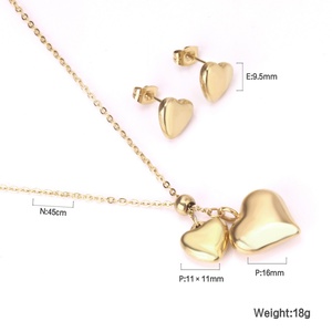 Asonsteel BRAND <b>WEDDING</b> <b>BRIDAL</b> GOLD JEWELRY SET FASHIONABLE 24K GOLD Heart Key Pendant Earrings JEWELRY SET - Product Image 6