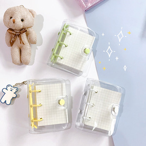 Mini Refillable Travel Journal Binder Cover Clear PVC Notebook Shell Snap Button Closure Colorful 3 Rings Loose Leaf Folder