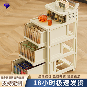 Living Room Storage <b>Cabinet</b> Foldable 3 Tier Mobile Drawer Rack With Dustproof Design For Kitchen Bedroom Use - Product Image 5