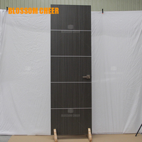 Portes intérieures modernes en bois massif pour chambre à coucher, avec bande décorative en aluminium, finition battante, design personnalisé en panneau mélaminé, pour appartement