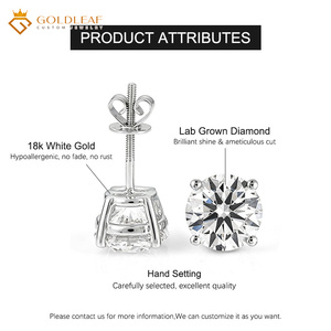 Pendientes de oro blanco de 18 quilates con diamantes cultivados en laboratorio, corte redondo, brillo brillante, engaste a mano. - Product Image 4