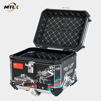 En stock, vente en gros, coffre arrière de moto en aluminium de 45 L, coque renforcée par rivets, ensembles complets d'accessoires de montage