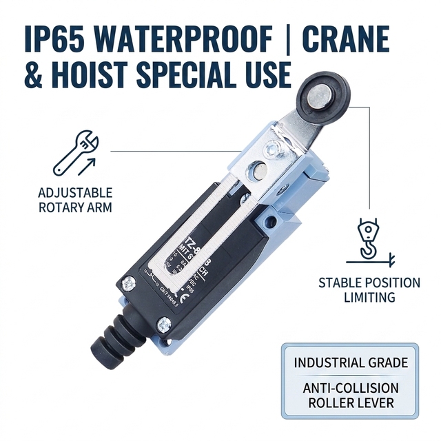 TZ 8108 Roller Lever Limit Switch IP65 Waterproof Adjustable Rotary Arm Travel Switch for Crane and Hoist Position Control