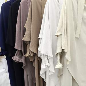 Set Abaya e Hijab Musulmano Multicolore con Maniche Arricciate 2025 per Donne, Abbigliamento Islamico Casual con Design Fluido - Product Image 4