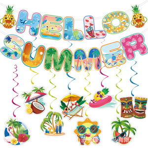 Hello Summer Fruit <b>Banner</b> Paper Decoration Set For Beach Party Diy - Product Image 5