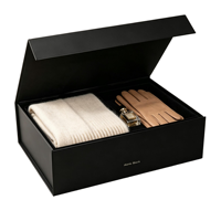 Boîtes de rangement rigides de luxe avec couvercle magnétique, anti-poussière, organisateur qui conserve la forme, en carton noir premium avec ruban et finition mate
