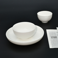 Vaisselle en porcelaine blanche pure, style américain classique, pour la maison, la cuisine, les restaurants, les fêtes, bol à riz, assiette creuse