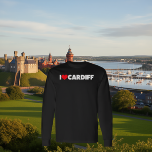 T-shirt a maniche lunghe I Love Cardiff - Product Image 3