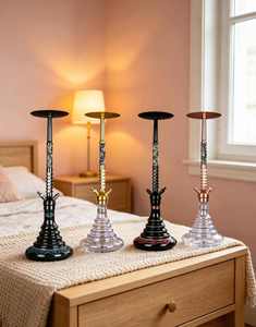 Decorative <b>Hookah</b> Stand Alone <b>Hookah</b> Metal Frame Glass Base Tobacco <b>Pipe</b> for Lounge Bar Home Use - Product Image 3