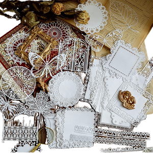 8 pièces de papier autocollant en dentelle ajourée, série <span class=keywords><strong>Alice</strong></span> Tea Party, carnet, <span class=keywords><strong>journal</strong></span>, matériel de <span class=keywords><strong>d</strong></span>écoration DIY, lot de papier de base - Product Image 4