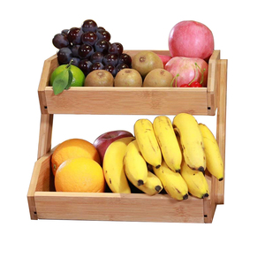 Cesta de bambú Natural de 2 niveles para frutas, Bol respetuoso con el medio ambiente, cesta de almacenamiento de pan para cocina, mesa de comedor - Product Image 2