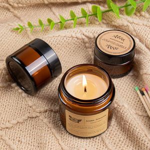 Bougie parfumée artisanale Aroma Sensation, senteur vanille et bois de santal, ambiance cosy, dans un bocal en verre ambré, pour une relaxation enivrante. - Product Image 1