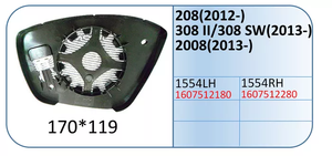 Remplacement de la vitre du rétroviseur latéral de la voiture pour <span class=keywords><strong>PEUGEOT</strong></span> 208 (2012-) 308 II (2013-) 308 SW(2013-) <span class=keywords><strong>2008</strong></span> (2013-) - Product Image 2