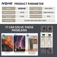 Parafoudre CC pour rail DIN, protection contre les surtensions 1000V 800V 600V 20KA 40KA, dispositif de protection basse tension pour systèmes photovoltaïques