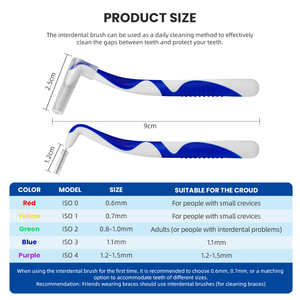 Spazzole interdentali personalizzate con manico bicolore morbido materiale PP PE stuzzicadenti a forma di spazzola interdentale - Product Image 2