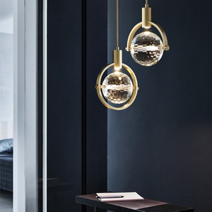 مصباح معلق LED بغطاء زجاجي متشقق، إضاءة معلقة حديثة بتصميم إبداعي على شكل كرة صغيرة، تركيبة إضاءة سقفية - Product Image 2
