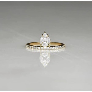 Bagues empilables en diamants de laboratoire à taille mixte, serties pavé de marquises et émeraudes, alliances de promesse délicates et luxueuses en or massif 14K, vente en gros - Product Image 4