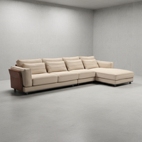 Canapé d'angle moderne de luxe léger, disponible en petites séries, en cuir de vachette pleine fleur haut de gamme, mobilier de salon, premier choix pour les maisons de prestige