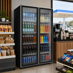 Congélateur vertical commercial pour supermarché, réfrigérateur à vin à quatre portes vitrées, vitrine réfrigérée - Product Image 2