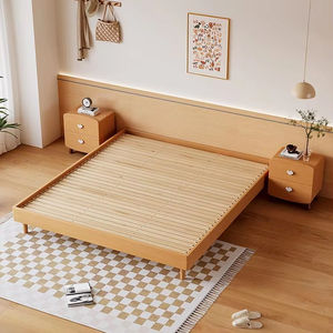 <span class=keywords><strong>Lit</strong></span> King Nordique en Bois Massif Tout Hêtre de 1.8 Mètres Grand <span class=keywords><strong>Lit</strong></span> Doux Durable pour Chambre Principale pour Petits Appartements Design Européen - Product Image 3