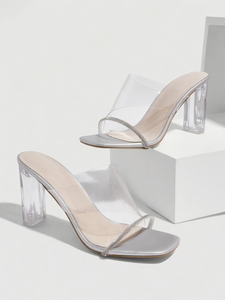 נעלי כלה אופנתיות עם עקב סטילטו 9 ס\\\"מ, קישוט אבזם, קיץ, חיצוניות, עמידות, PVC/PUR - Product Image 1